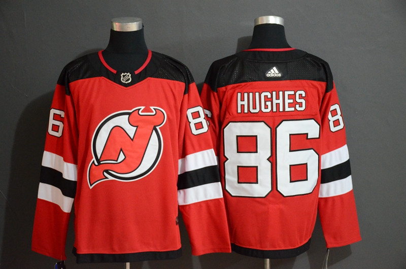 Devils 86 Jack Hughes Red Adidas Jersey