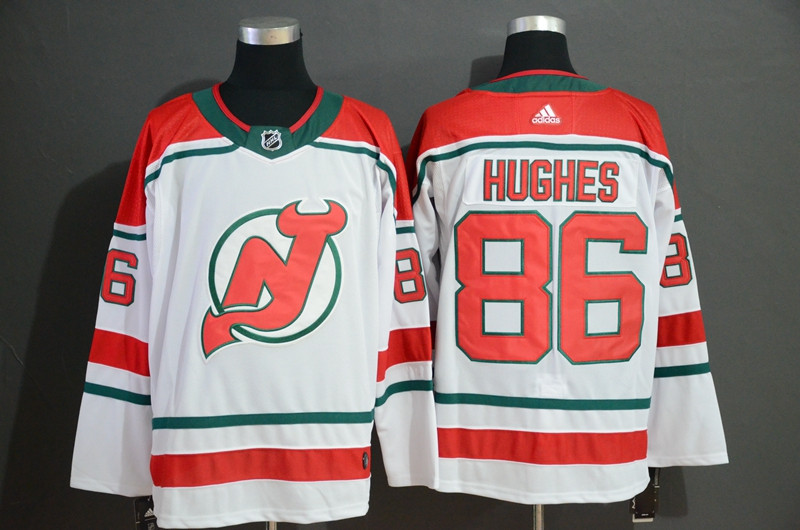Devils 86 Jack Hughes White Adidas Jersey