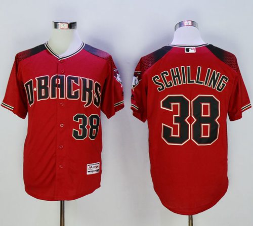 Diamondbacks 38 Curt Schilling Red Brick New Cool Base Stitched MLB Jersey