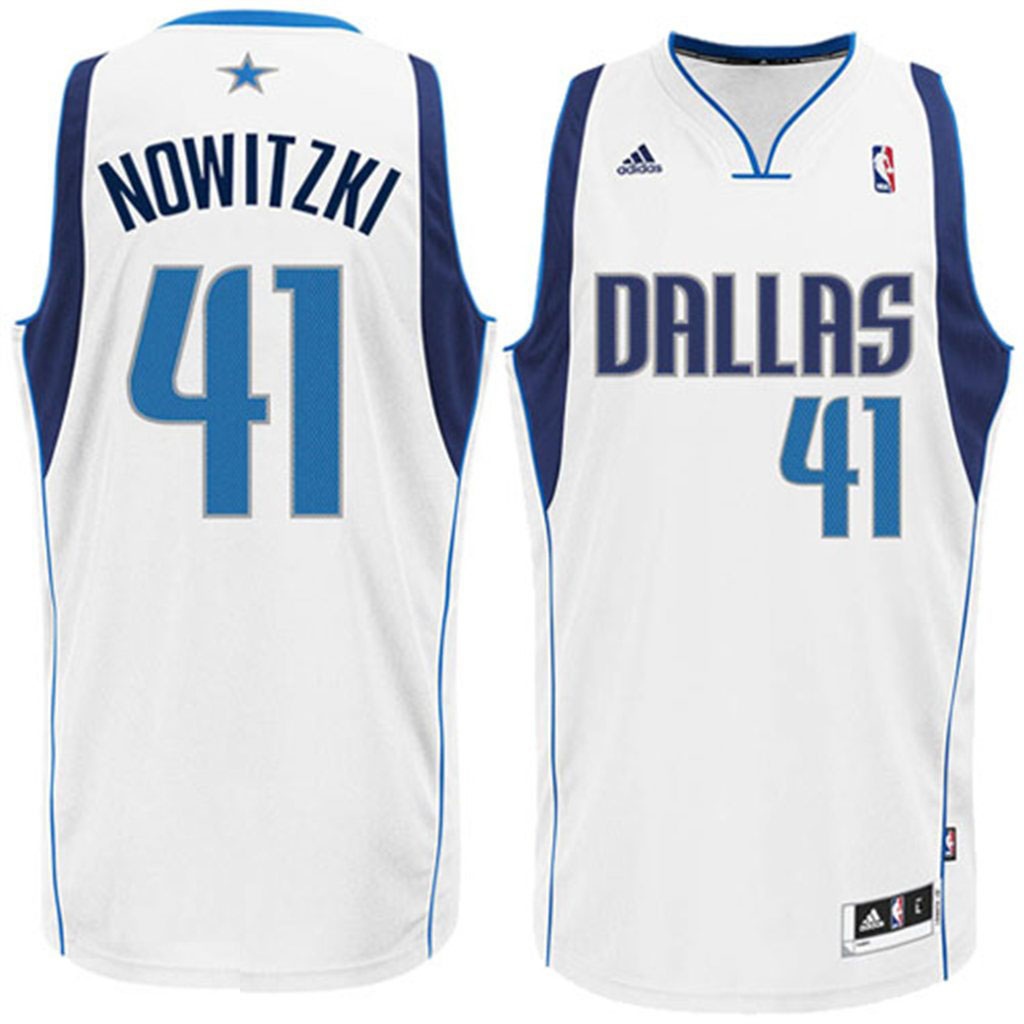 Dallas Mavericks  #41 Dirk Nowitzki Revolution 30 Swingman Home White Jersey