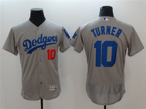 Dodgers 10 Justin Turner Gray Flexbase Jersey