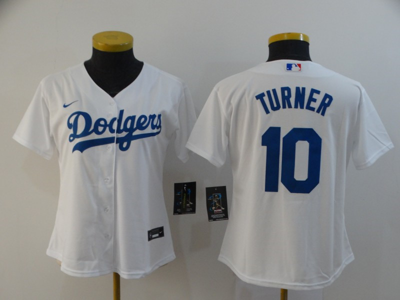 Dodgers 10 Justin Turner White Women 2020 Nike Cool Base Jersey