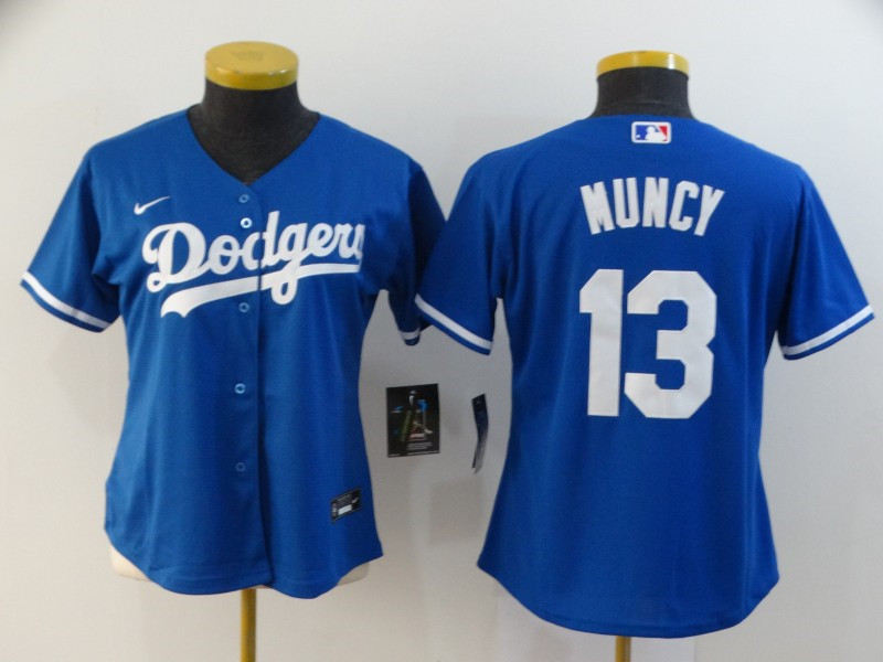 Dodgers 13 Max Muncy Royal Women 2020 Nike Cool Base Jersey