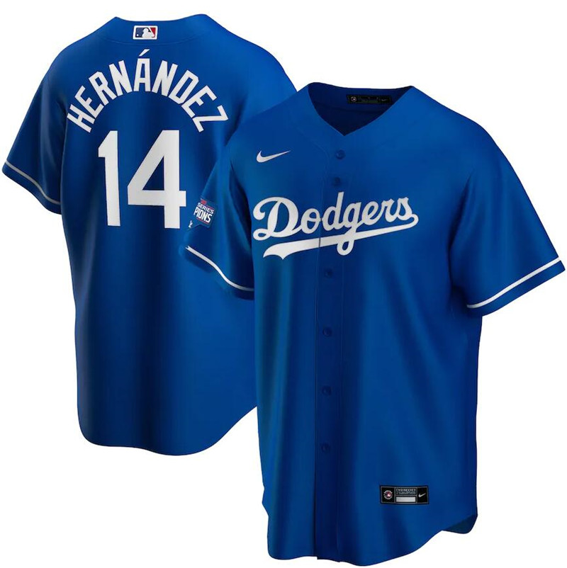 Dodgers 14 Enrique Hernandez Royal Nike 2020 World Series Champions Cool Base Jersey