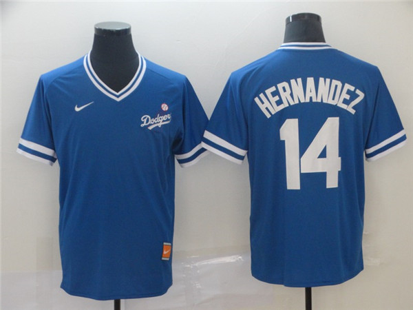 Dodgers 14 Enrique Hernandez Royal Throwback Jersey