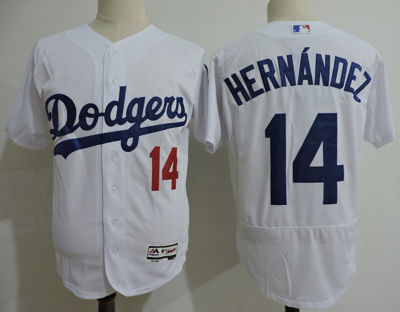 Dodgers 14 Enrique Hernandez White Flexbase Jersey