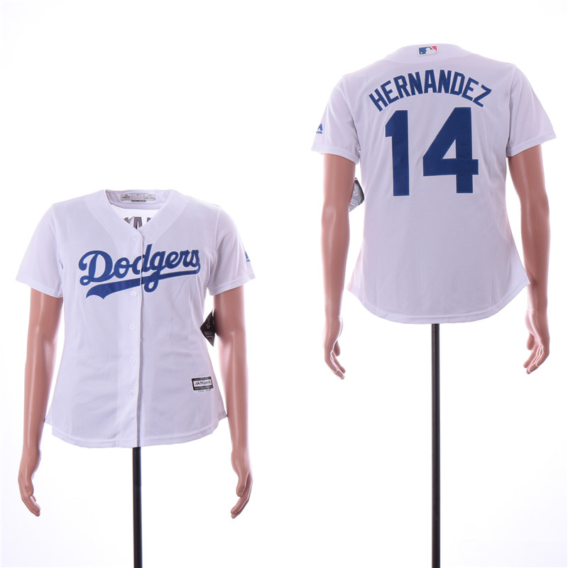 Dodgers 14 Enrique Hernandez White Women Cool Base Jersey