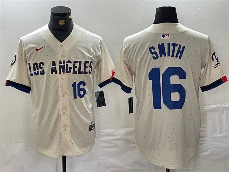 Dodgers 16 Will Smith Number Cream Nike 2024 City Connect Cool Base Jersey