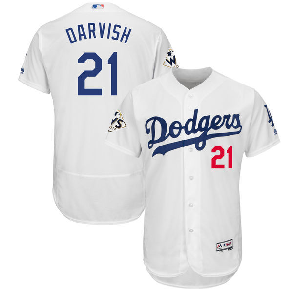 Dodgers 21 Yu Darvish White 2017 World Series Bound Flexbase Player Jersey