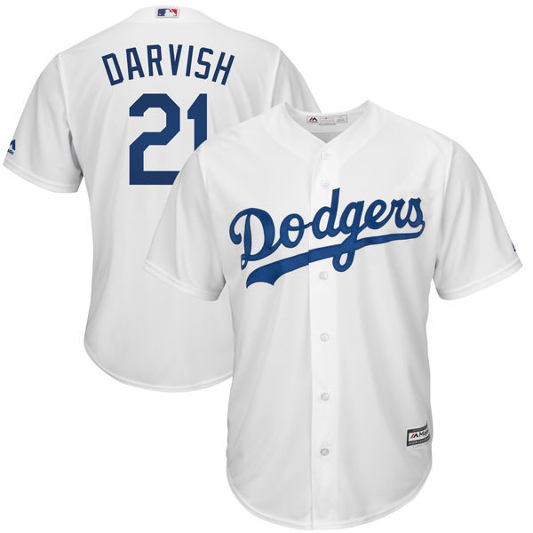 Dodgers 21 Yu Darvish White Cool Base Jersey