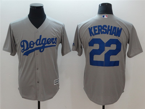 Dodgers 22 Clayton Kershaw Gray Cool Base Jersey