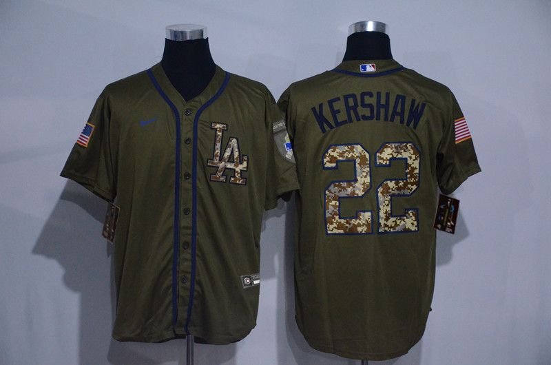 Dodgers 22 Clayton Kershaw Olive 2020 Nike Cool Base Jersey