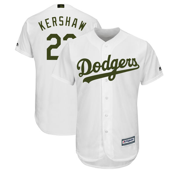 Dodgers 22 Clayton Kershaw White 2018 Memorial Day Cool Base Jersey