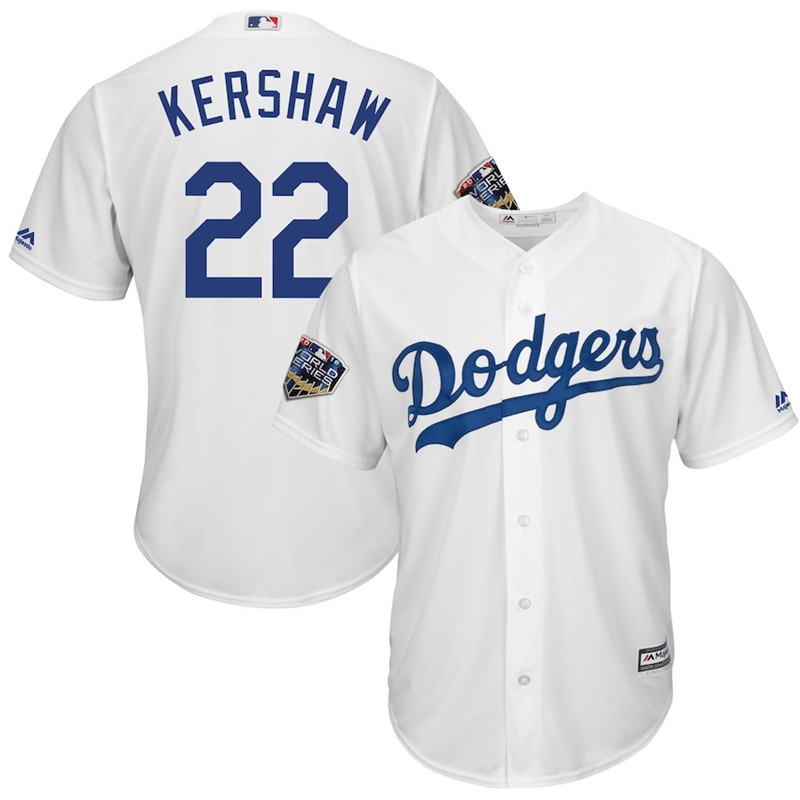 Dodgers 22 Clayton Kershaw White 2018 World Series Cool Base Player Jersey