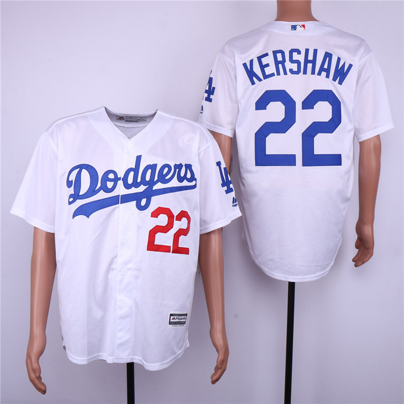 Dodgers 22 Clayton Kershaw White Cool Base Jersey