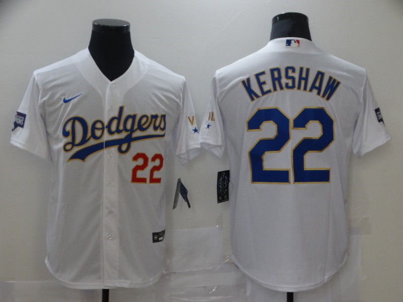 Dodgers 22 Clayton Kershaw White Nike 2021 Gold Program Cool Base Jerseys