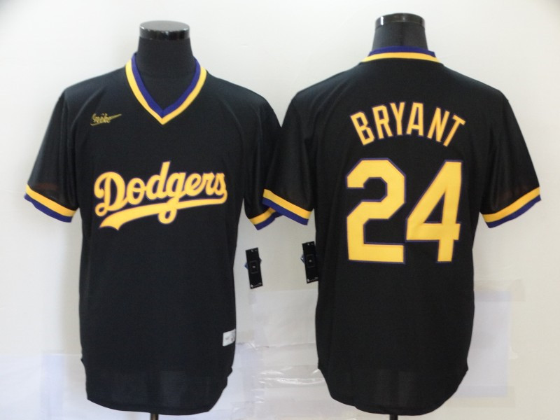 Dodgers 24 Kobe Bryant Black Nike Throwback Cool Base Jersey