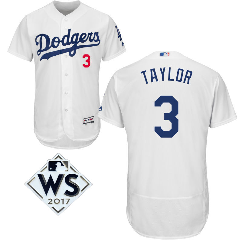 Dodgers 3 Chris Taylor White 2017 World Series Bound Flexbase Player Jersey