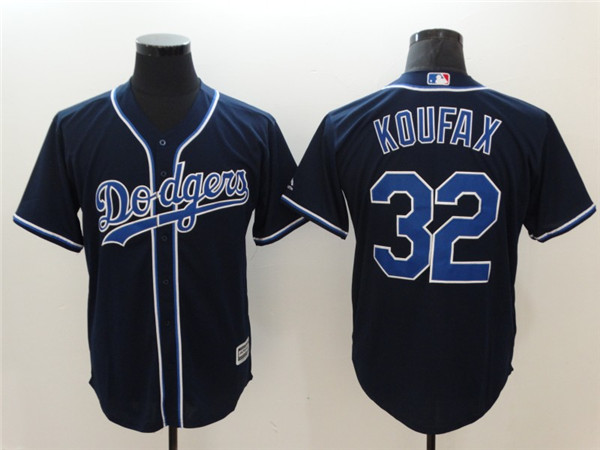 Dodgers 32 Sandy Koufax Navy Cool Base Jersey