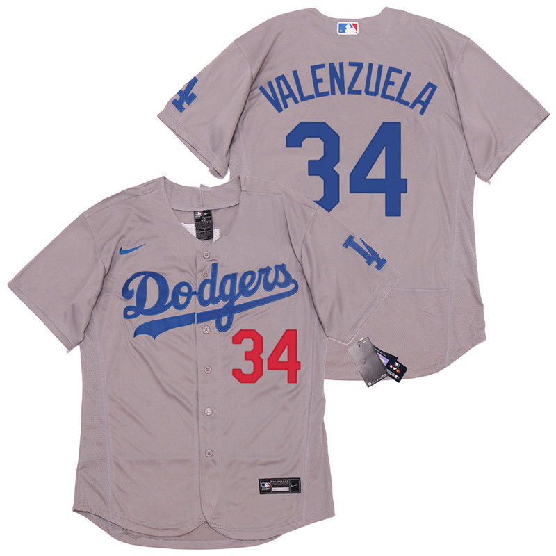 Dodgers 34 Fernando Valenzuela Gray 2020 Nike Flexbase Jersey