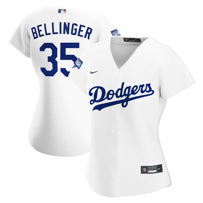 Dodgers 35 Cody Bellinger White Women Nike 2020 World Series Champions Cool Base Jersey