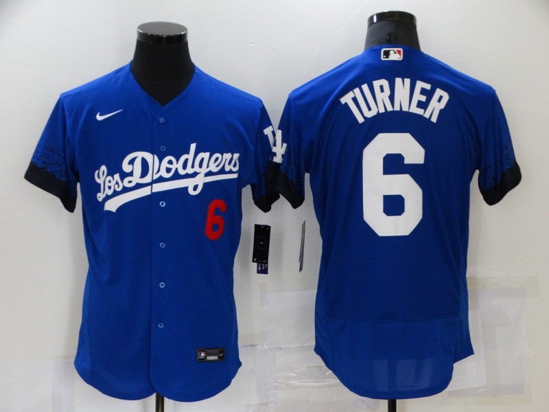 Dodgers 6 Trea Turner Royal 2021 City Connect Flexbase Jersey