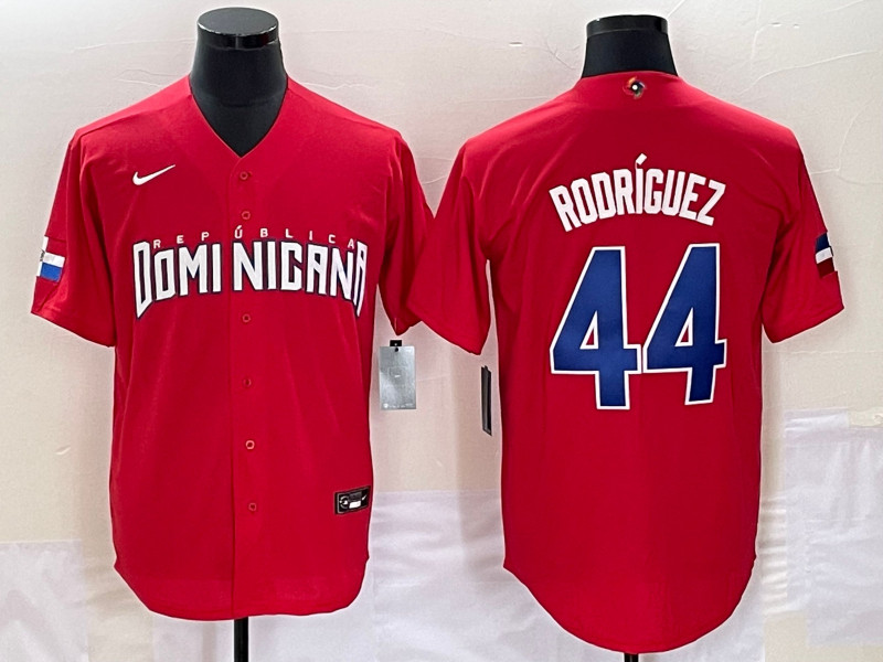 Dominican Republic 44 Julio Rodriguez Red Nike 2023 World Baseball Classic Jerseys