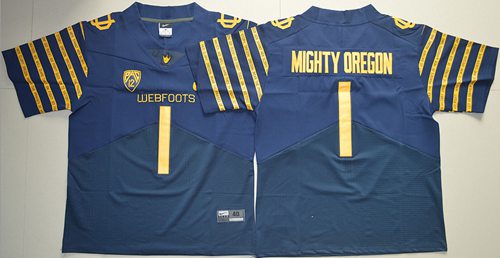 Ducks 1 Mighty Oregon Navy Blue Webfoots 100th Rose Bowl Game Elite Stitched NCAA Jersey