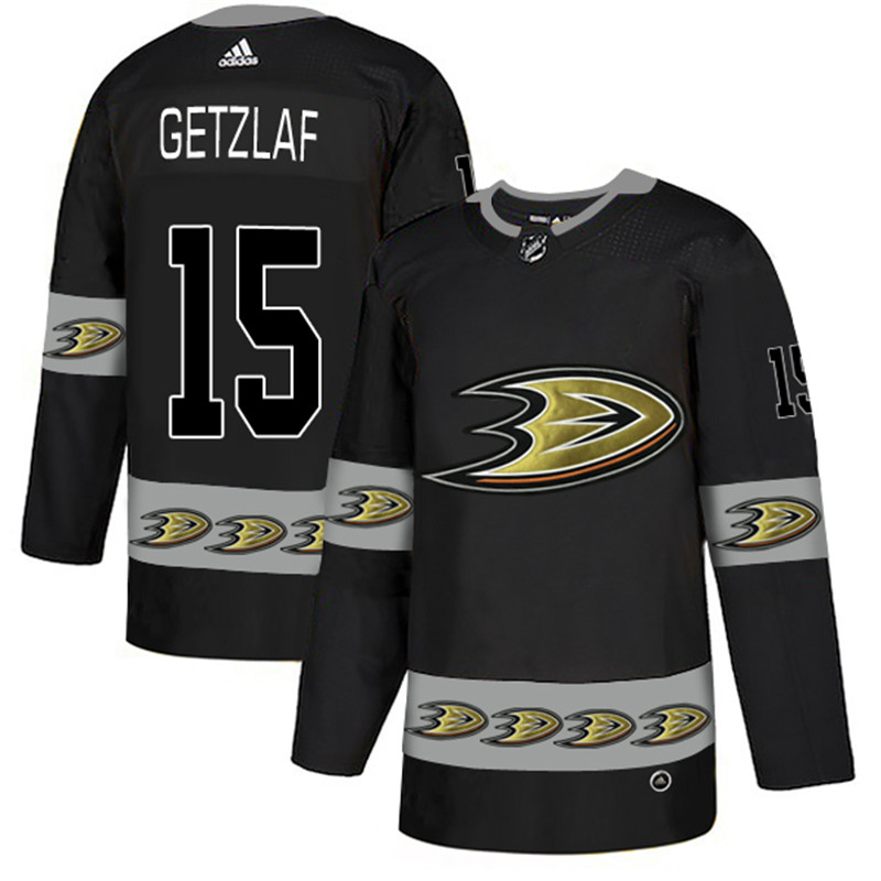 Ducks 15 Ryan Getzlaf Black Team Logos Fashion  Jersey