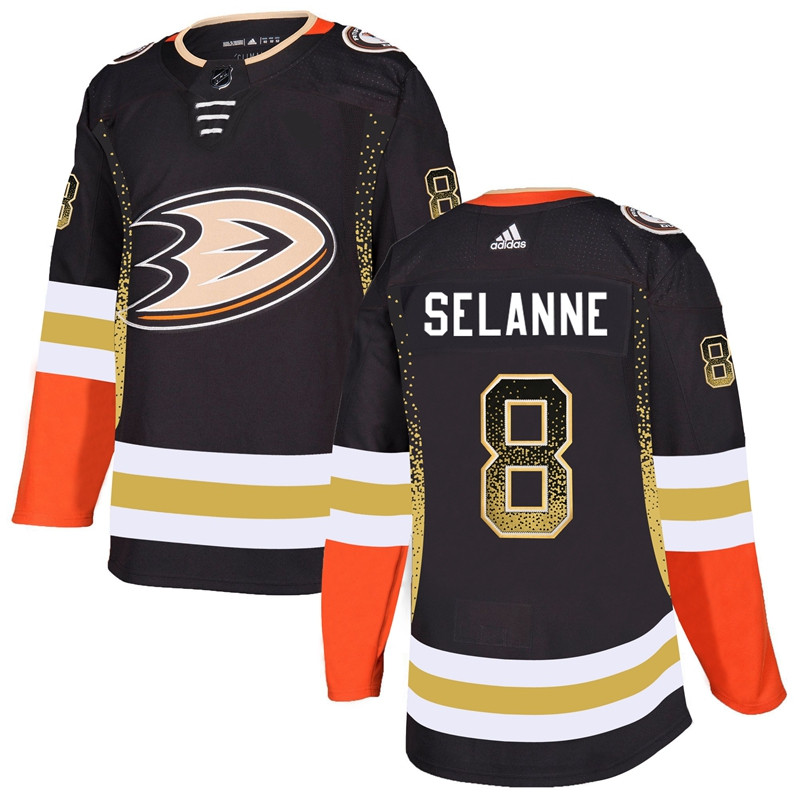 Ducks 8 Teemu Selanne Black Drift Fashion  Jersey