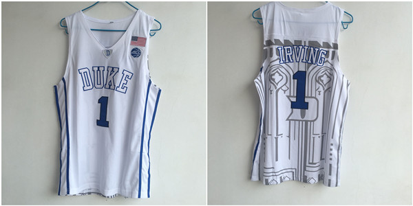 Duke Blue Devils 1 Kyrie Irving White College Basketball Jersey