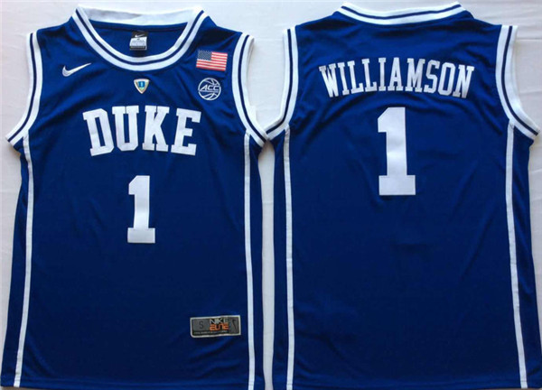 Duke Blue Devils 1 Zion Williamson Blue College Basketball Jersey