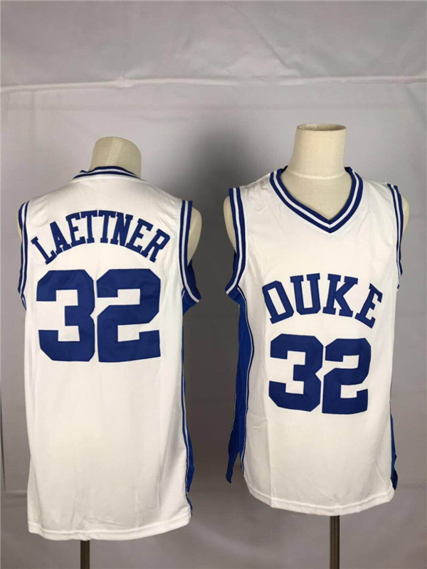 Duke Blue Devils 32 Christian Laettner White College Basketball Jersey