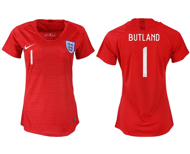 England 1 BUTLAND Away Women 2018 FIFA World Cup Soccer Jersey