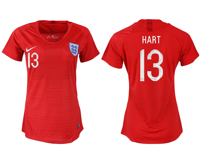 England 13 HART Away Women 2018 FIFA World Cup Soccer Jersey