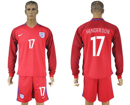 England 17 Henderson Away Long Sleeves Soccer Country Jersey