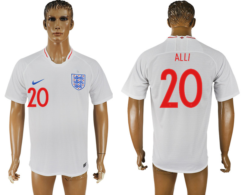 England 20 ALLI Home 2018 FIFA World Cup Thailand Soccer Jersey