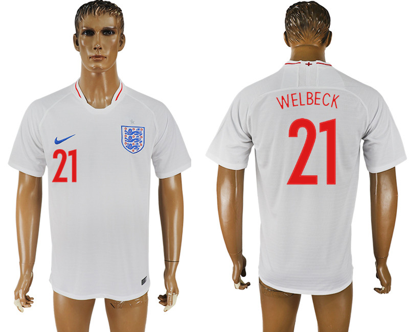 England 21 WELBECK Home 2018 FIFA World Cup Thailand Soccer Jersey