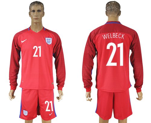 England 21 Welbeck Away Long Sleeves Soccer Country Jersey