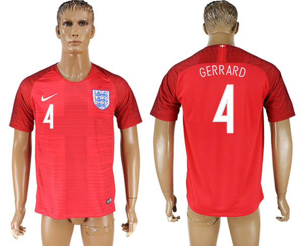 England 4 GERRARD Away 2018 FIFA World Cup Thailand Soccer Jersey