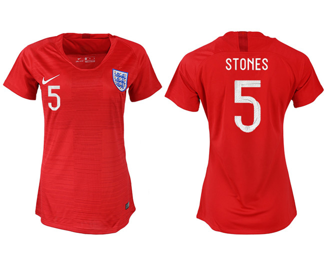 England 5 STONES Away Women 2018 FIFA World Cup Soccer Jersey