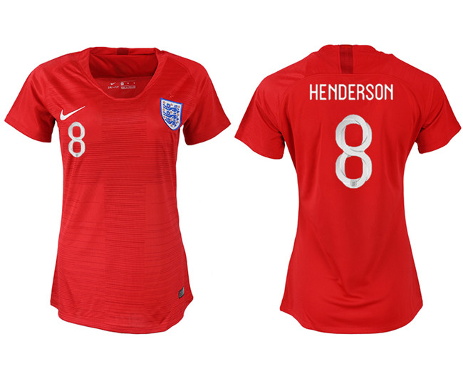 England 8 HENDERSON Away Women 2018 FIFA World Cup Soccer Jersey