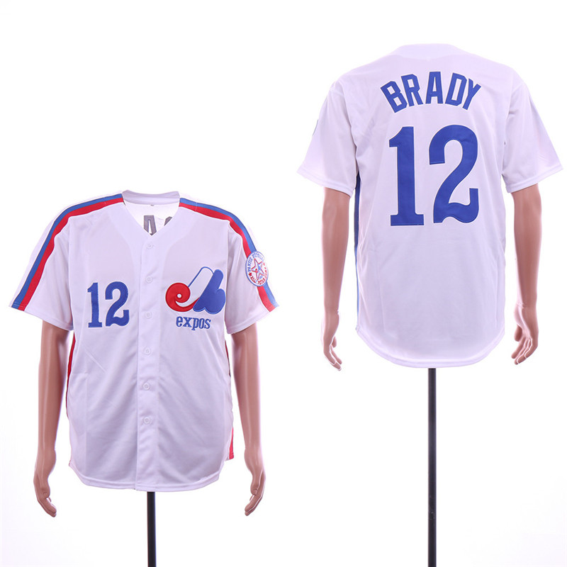 Expos 12 Tom Brady White Throwback Jersey