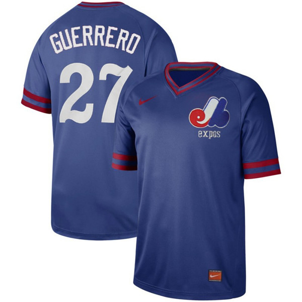 Expos 27 Vladimir Guerrero Blue Throwback Jersey