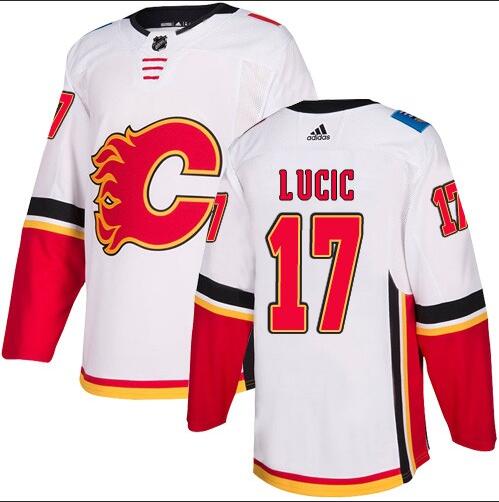 Flames 17 Milan Lucic White Adidas Jersey