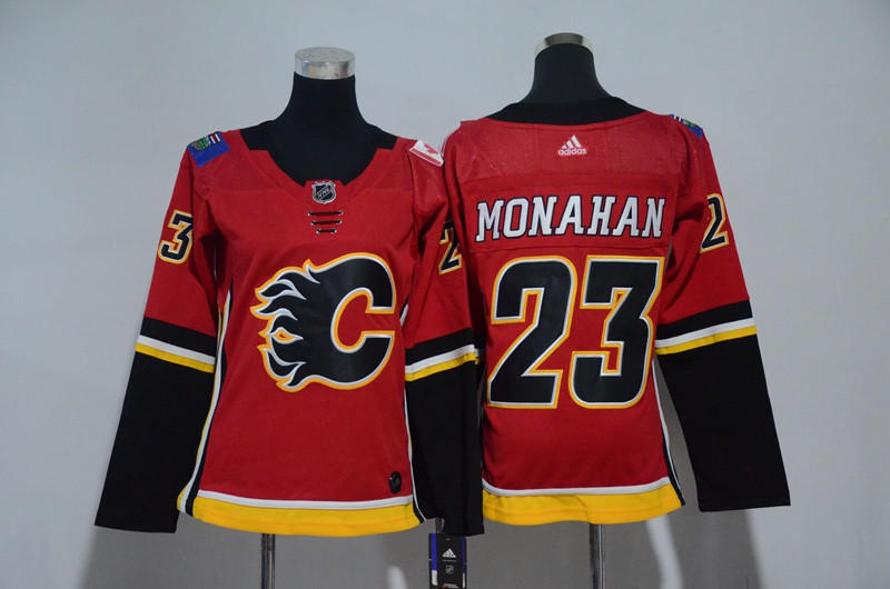 Flames 23 Sean Monahan Red Women  Jersey