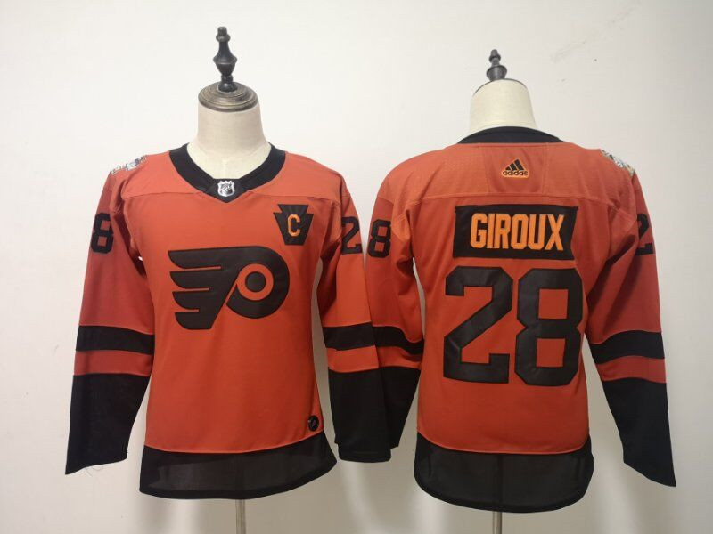 Flyers 28 Claude Giroux Orange Women 2019 NHL Stadium Series Adidas Jersey