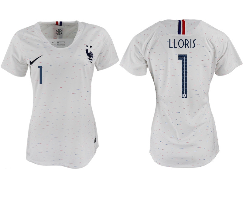 France 1 LLORIS Away Women 2018 FIFA World Cup Soccer Jersey