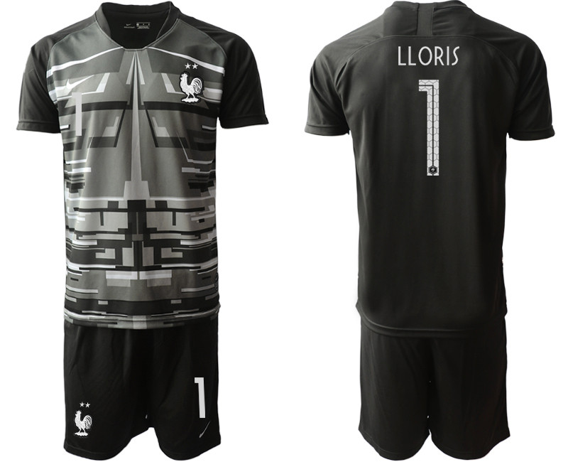 France 1 LLORIS Black Goalkeeper UEFA Euro 2020 Soccer Jersey