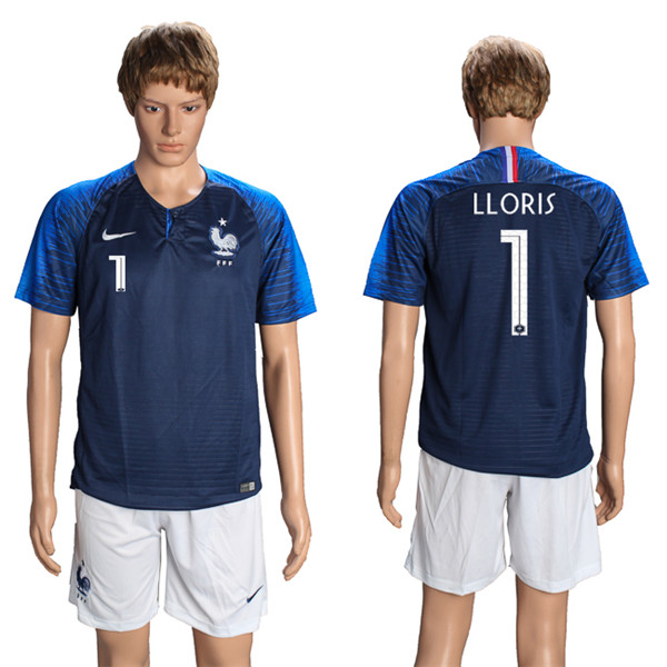 France 1 LLORIS Home 2018 FIFA World Cup Soccer Jersey